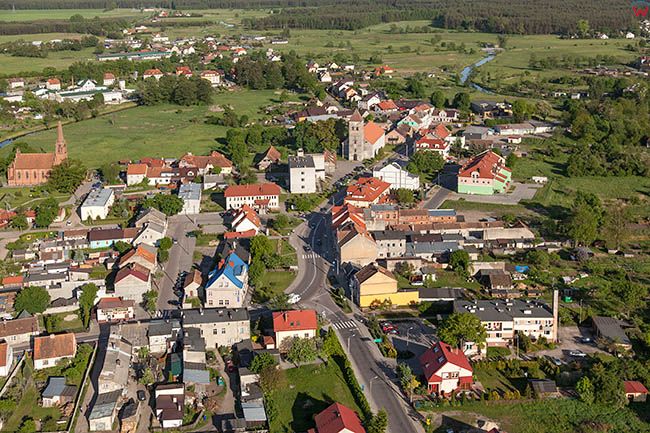 Wielbark, lotnicza panorama miasta EU, Pl, Warm-Maz. Lotnicze.